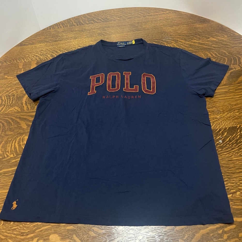 Polo Ralph Lauren T-Shirt Mens XL Navy Blue Classic Fit Applique Logo Tee